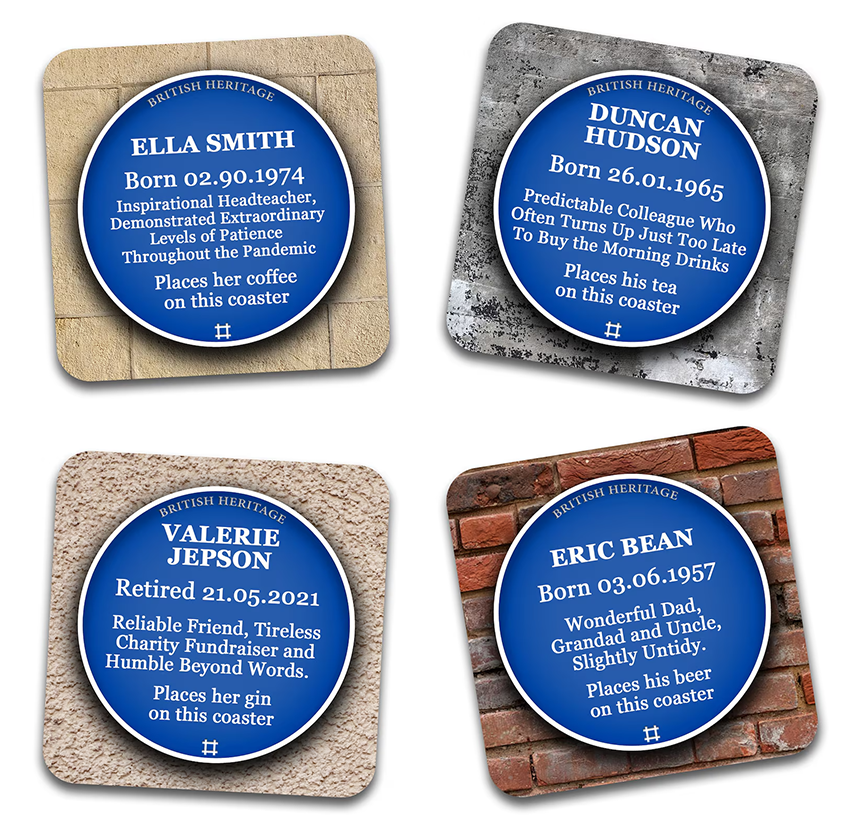 Individual Personalised 'Blue Plaque' CoasterSandstone