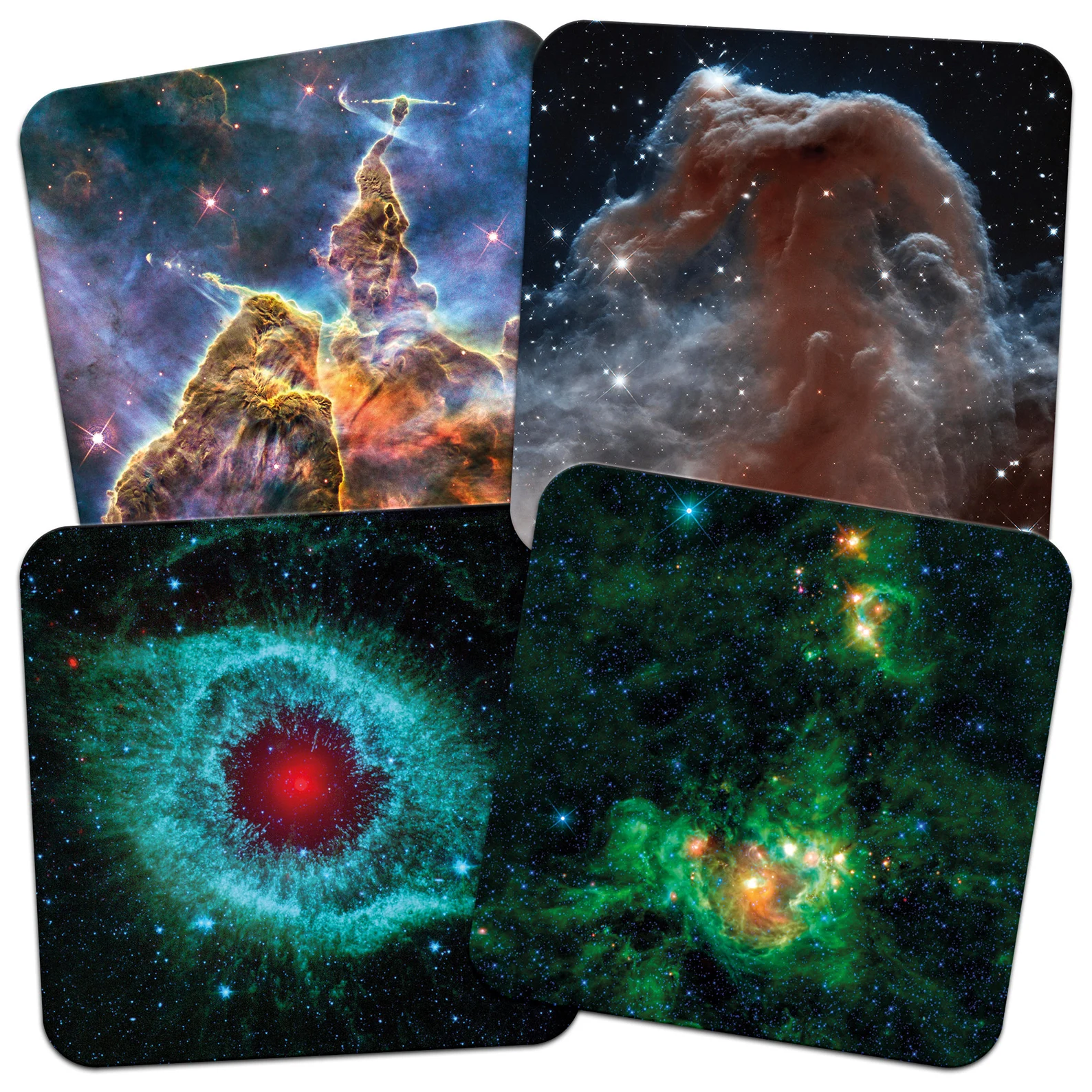 Set of 4 Cosmic Nebulae 95mm Square Cork Backed Coasters