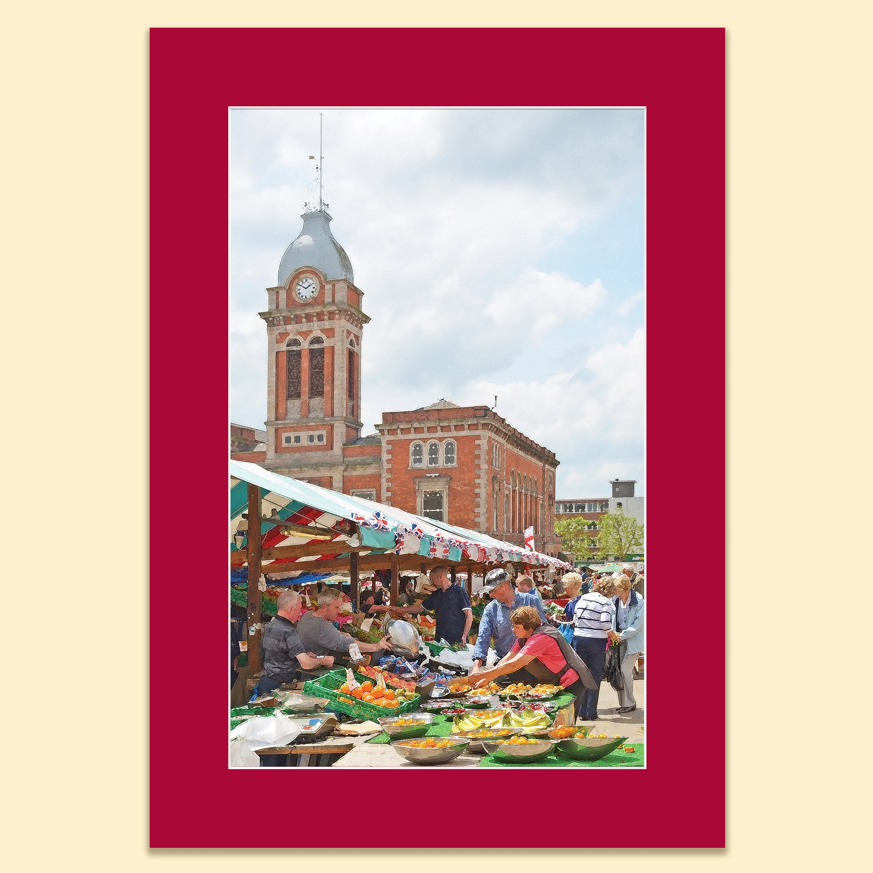 Chesterfield Market Place Mounted Print
