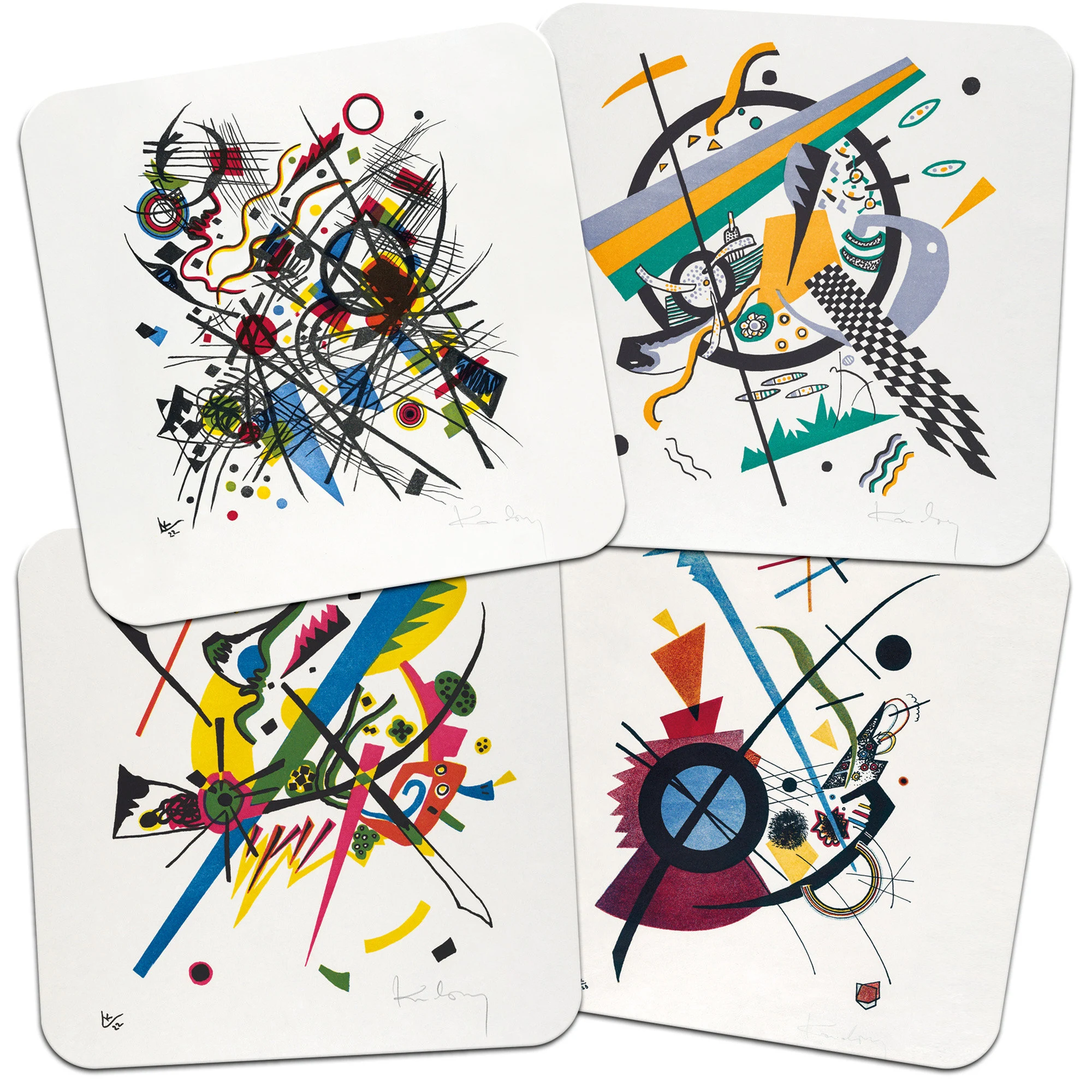  Set of 4 Kandinsky 95mm Square Cork Backed Coasters
