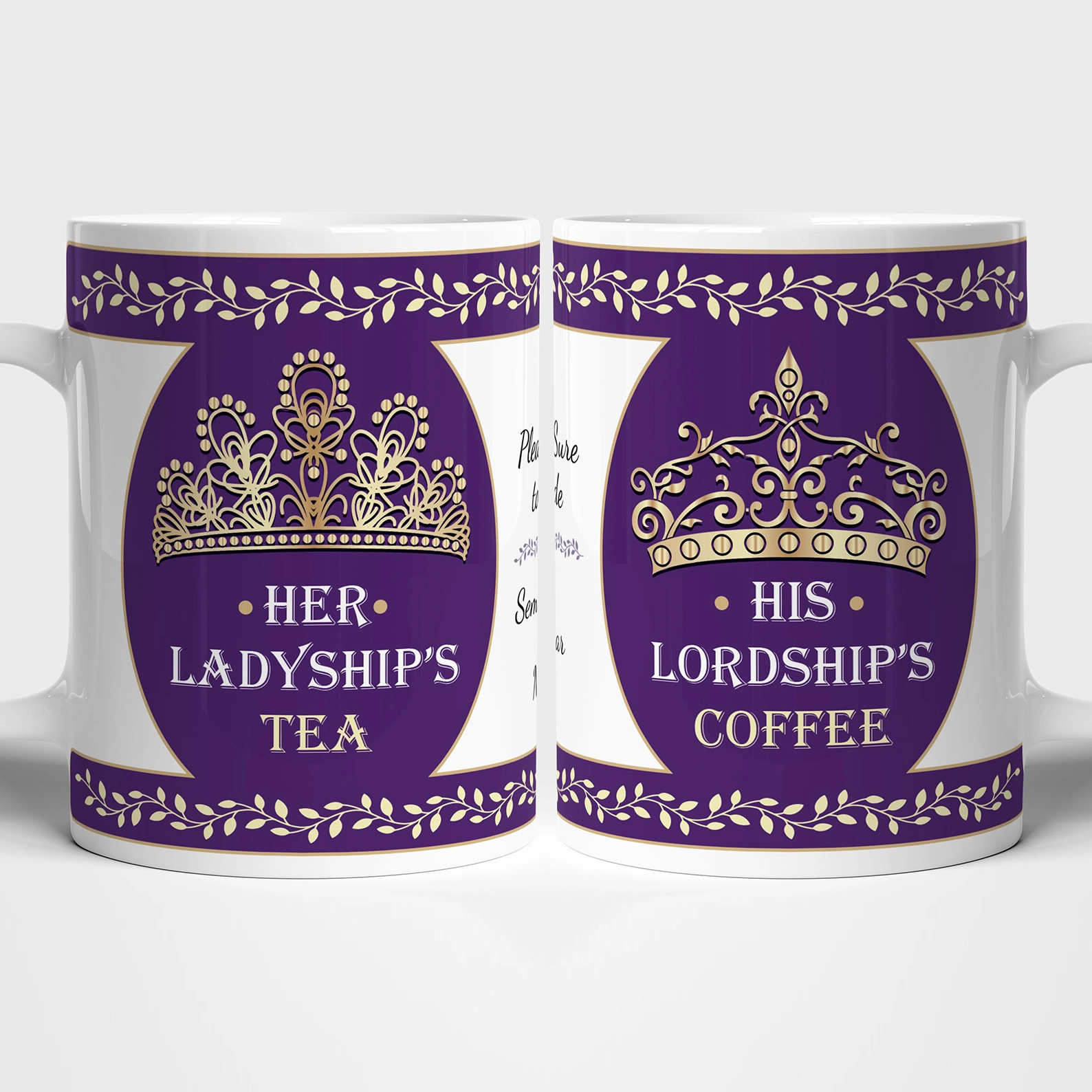 Matching Pair of Personalised Lord or Lady of the Manor Mugs