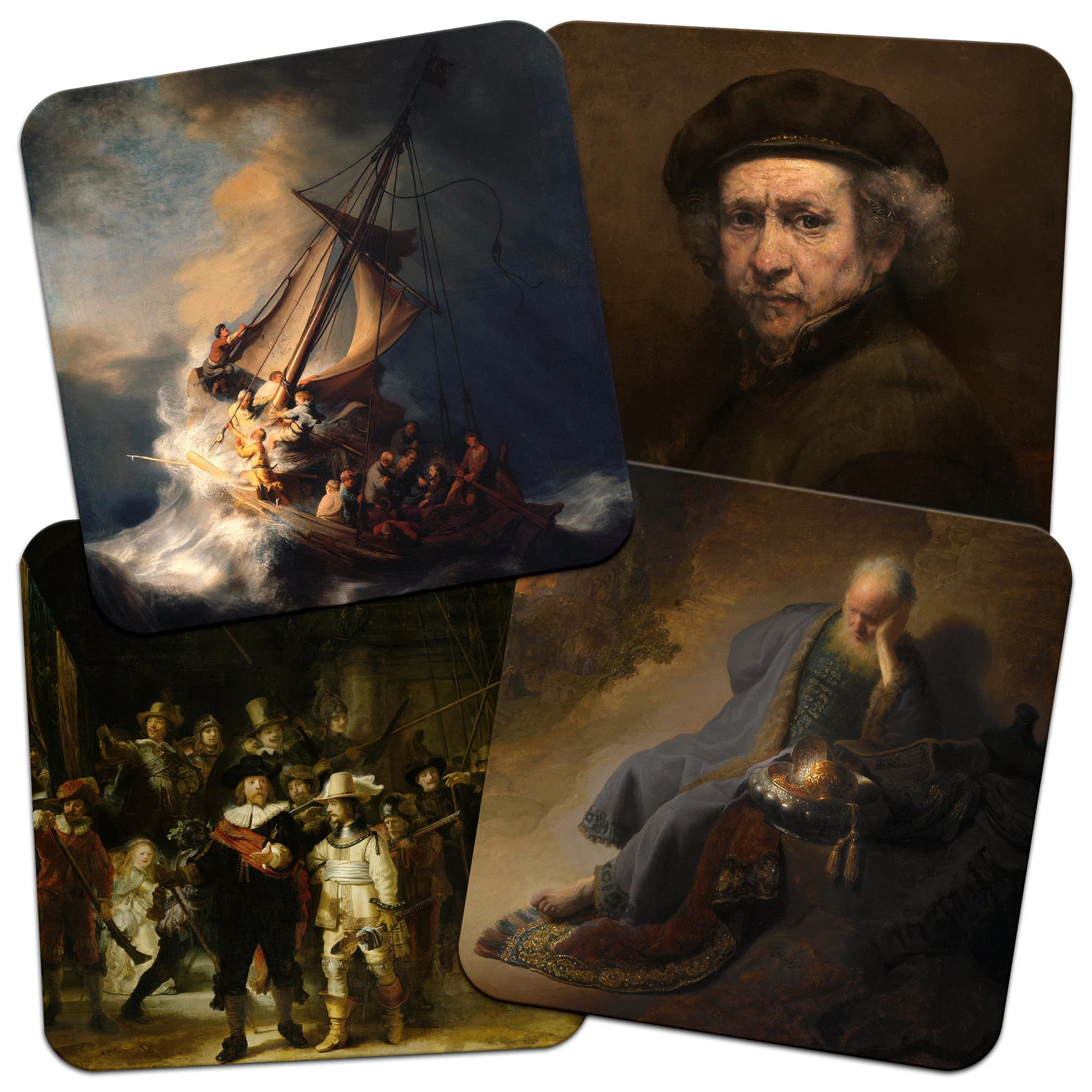Rembrandt 95mm Square Cork Backed Coaster Set of 4