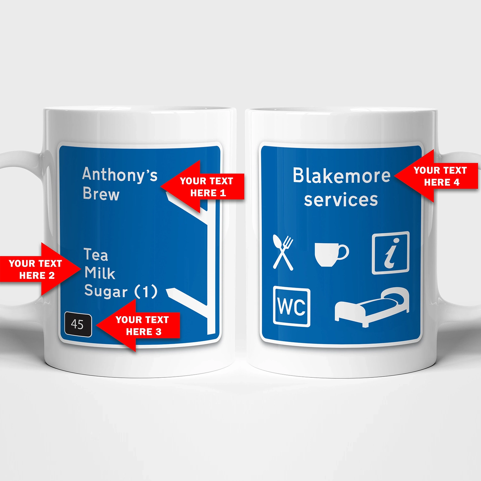Fully Personalised Motorway Sign Mug