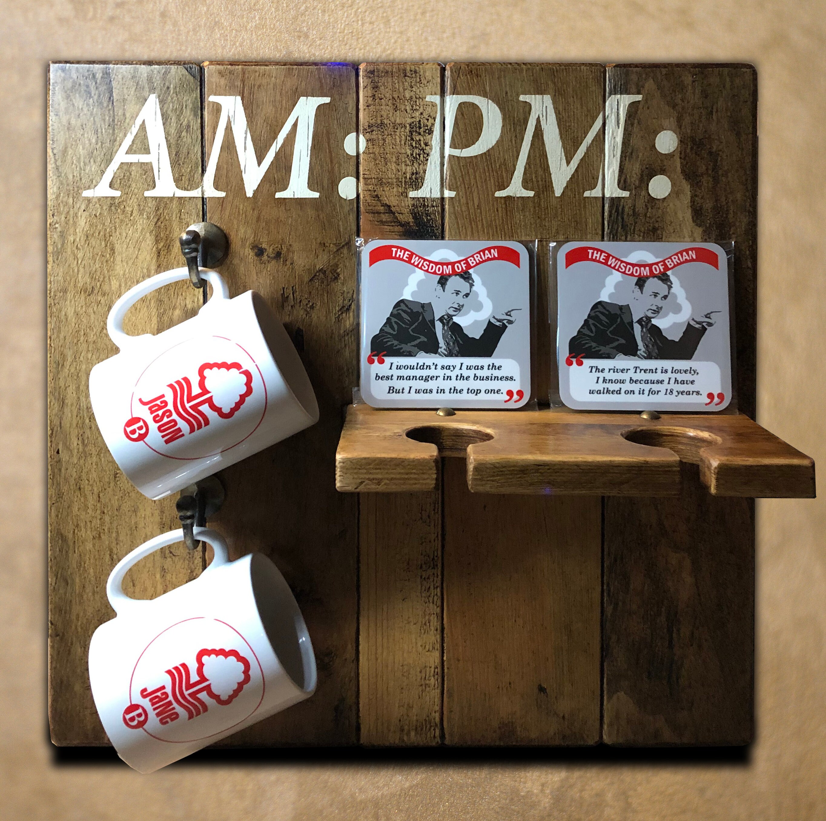 Personalised Rustic How to Tell the Time Mug, Glass and Coaster Rack