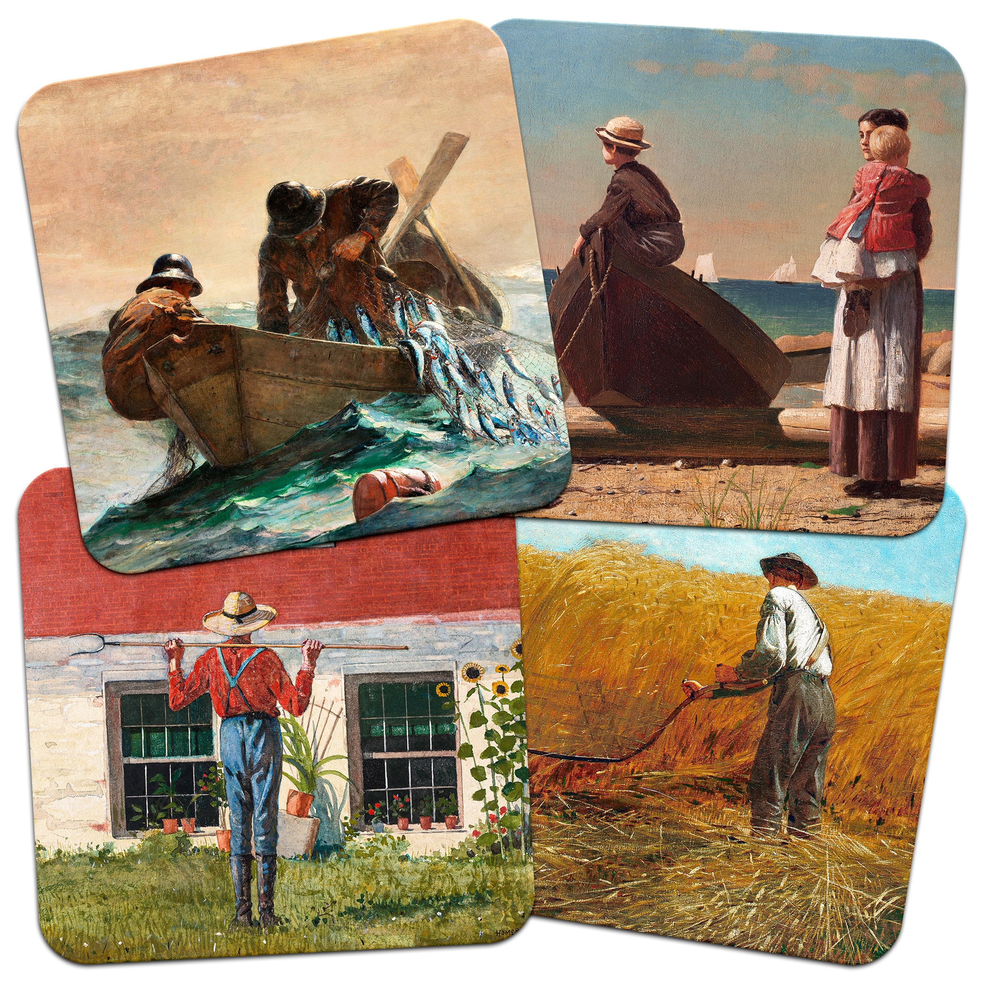 Winslow Homer 95mm Square Cork Backed Coaster Set of 4