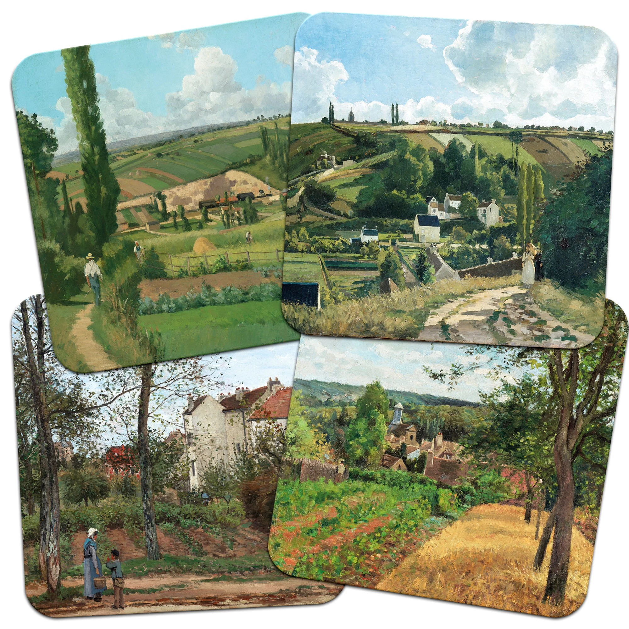 Camille Pissaro 95mm Square Cork Backed Coaster Set of 4
