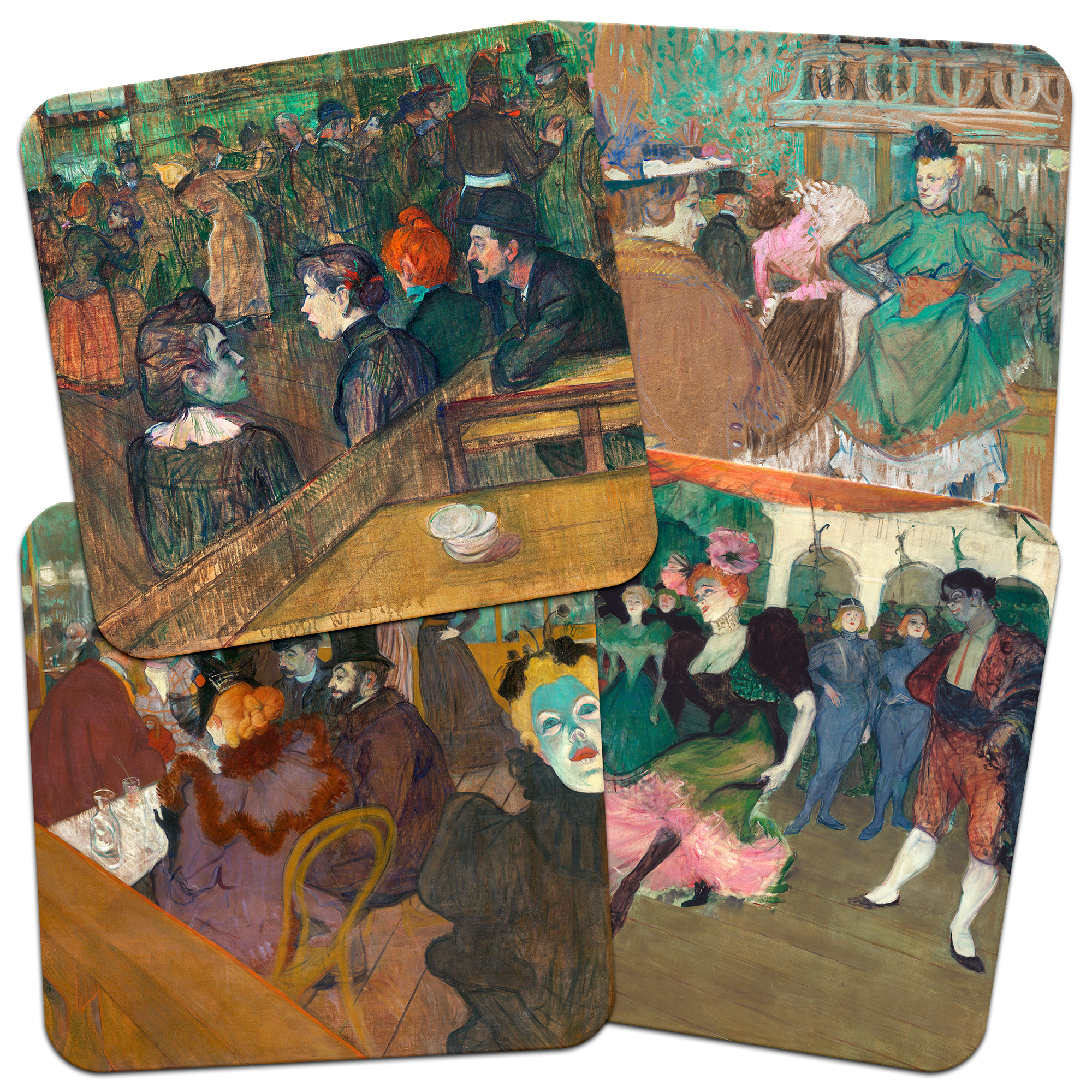 Toulouse-Lautrec 95mm Square Cork Backed Coaster Set of 4